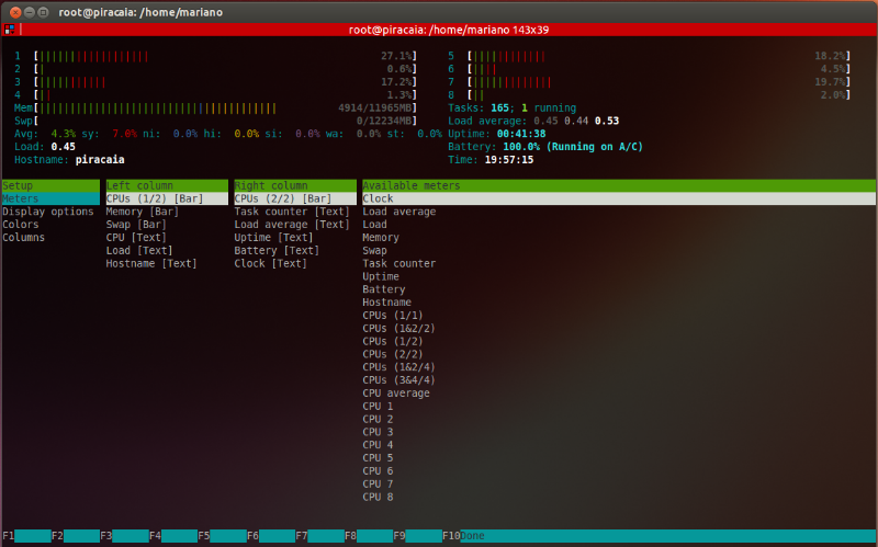 Linux command htop